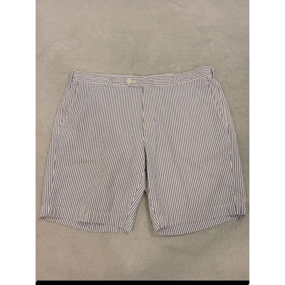 Brooks Brothers Mens Shorts 38 Genuine Seersucker Chino 9" Inseam Blue Striped